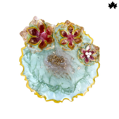 Emerald Lotus Charm – Modern Pooja Thali Designs | Fankaarlok - Fankaarlok