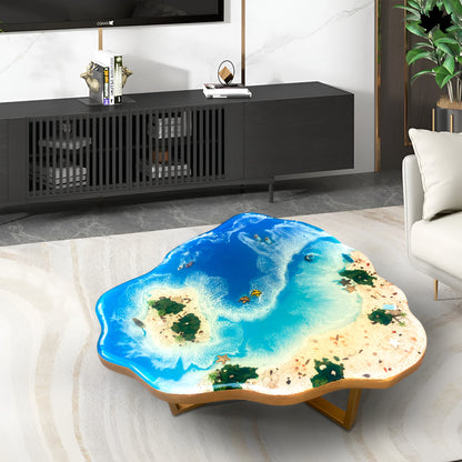 Beach Art Coffee Table – Luxury Epoxy Ocean & Sand Design | Fankaarlok