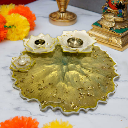 Golden Lotus Elegance – Best Pooja Thali for Gifting | Fankaarlok - Fankaarlok
