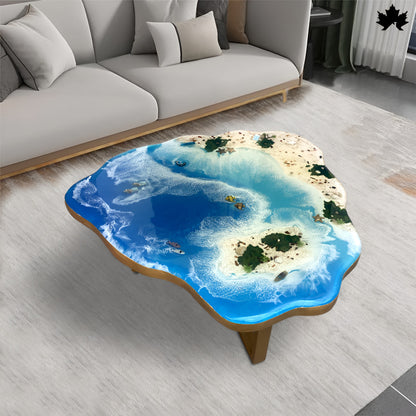Beach Art Coffee Table – Luxury Epoxy Ocean & Sand Design | Fankaarlok