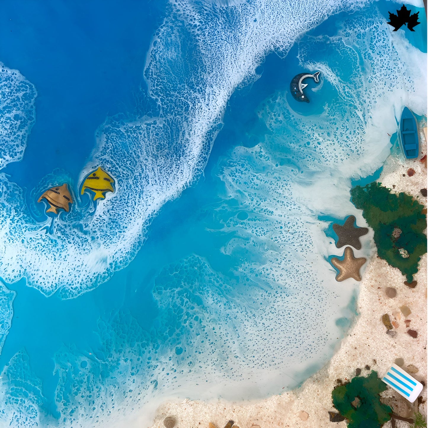 Beach Art Coffee Table – Luxury Epoxy Ocean & Sand Design | Fankaarlok