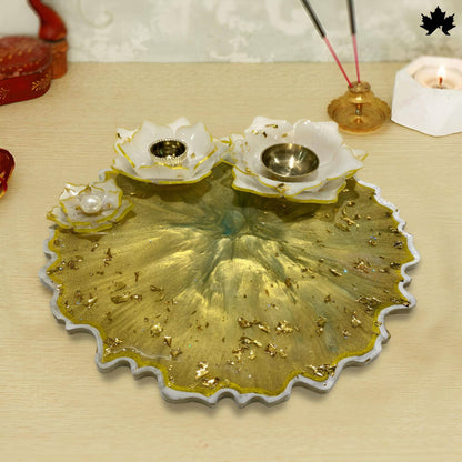 Golden Lotus Elegance – Best Pooja Thali for Gifting | Fankaarlok - Fankaarlok