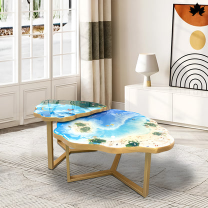 Unique Nesting Table Design – Beach Theme Coffee Table Set | Fankaarlok