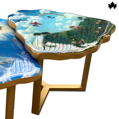 Unique Nesting Table Design – Beach Theme Coffee Table Set | Fankaarlok