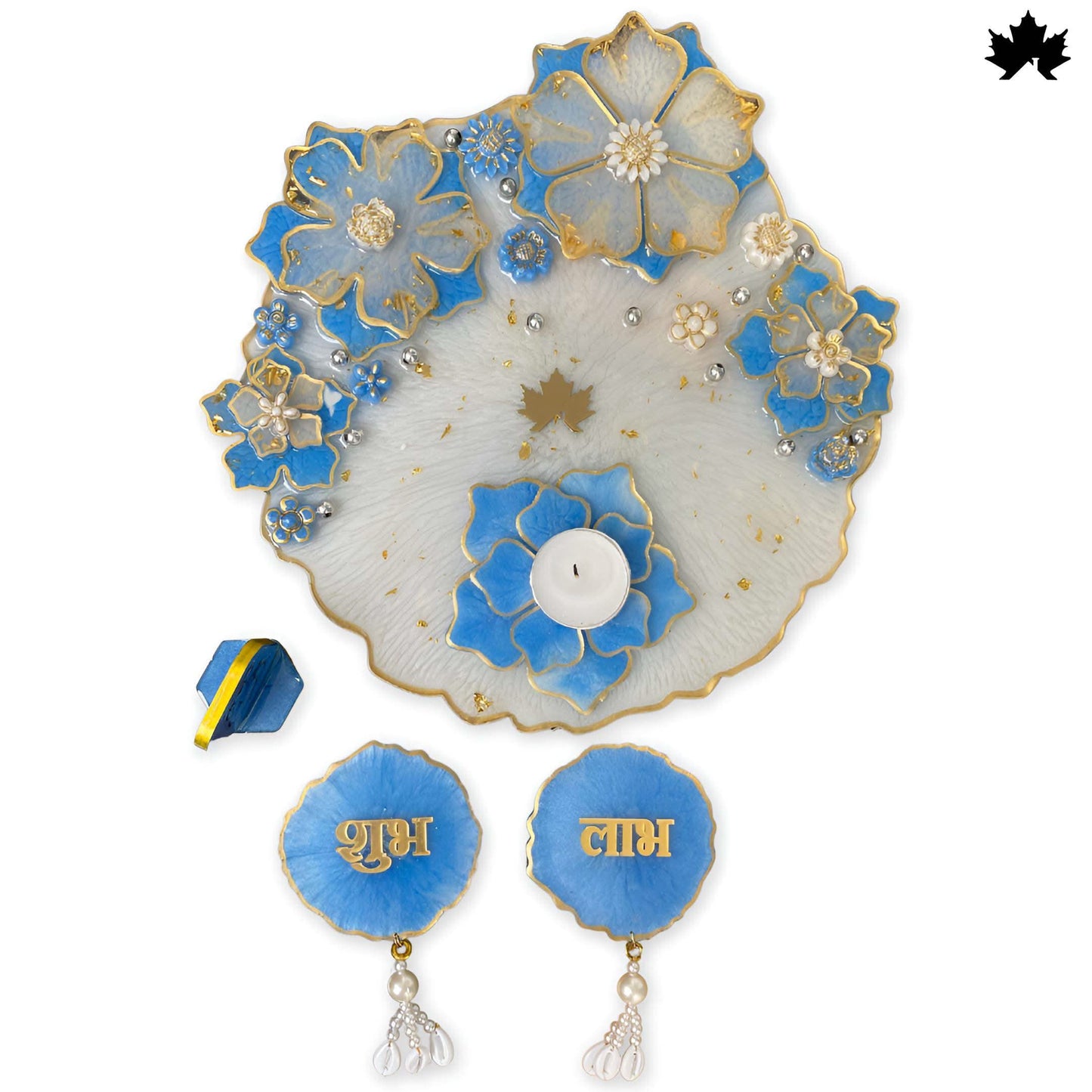 Blue Blossom Divine Pooja Thali – Buy Pooja Thali Online | Fankaarlok - Fankaarlok