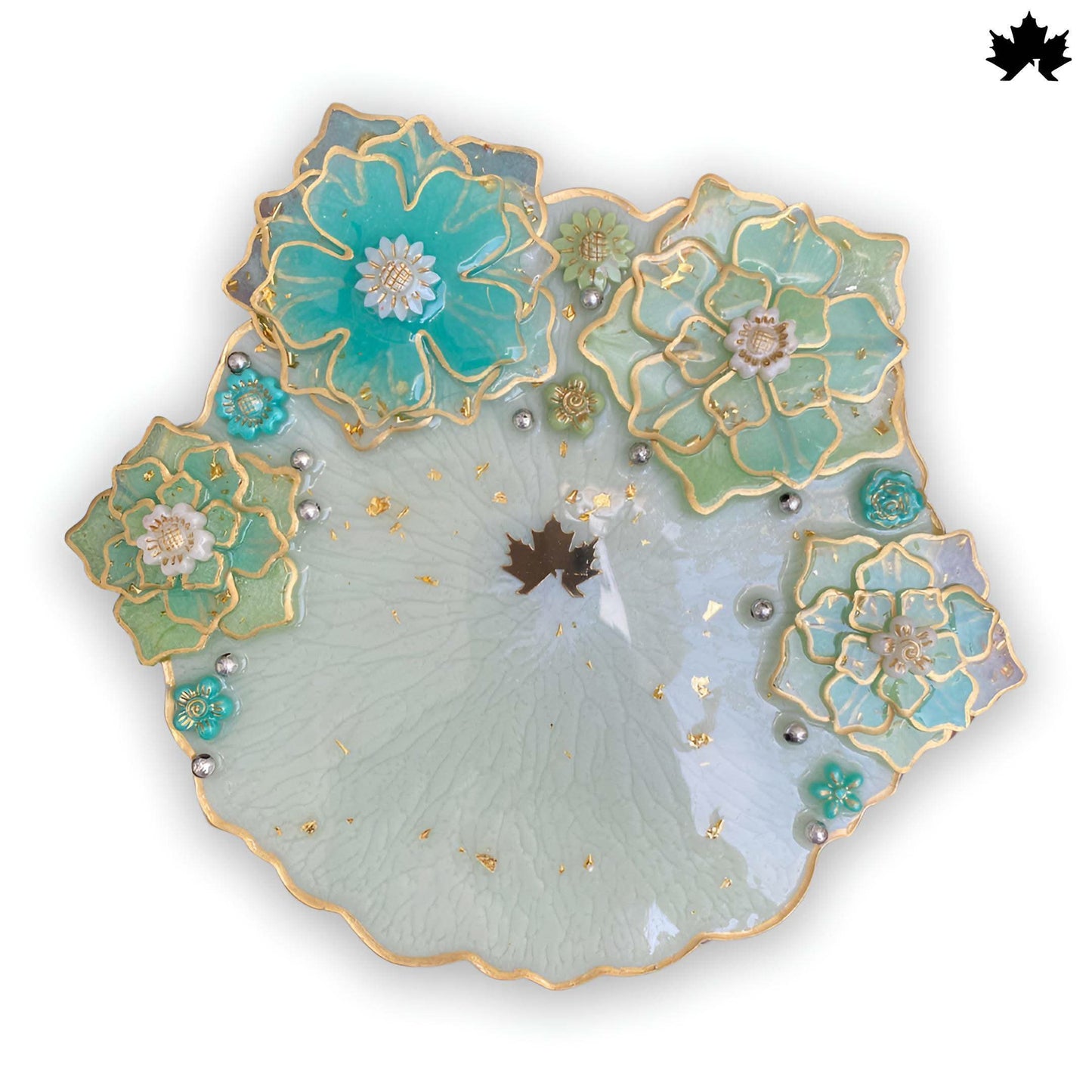 Aqua Bloom Unique Pooja Thali Design with Handcrafted Floral Art | Fankaarlok - Fankaarlok