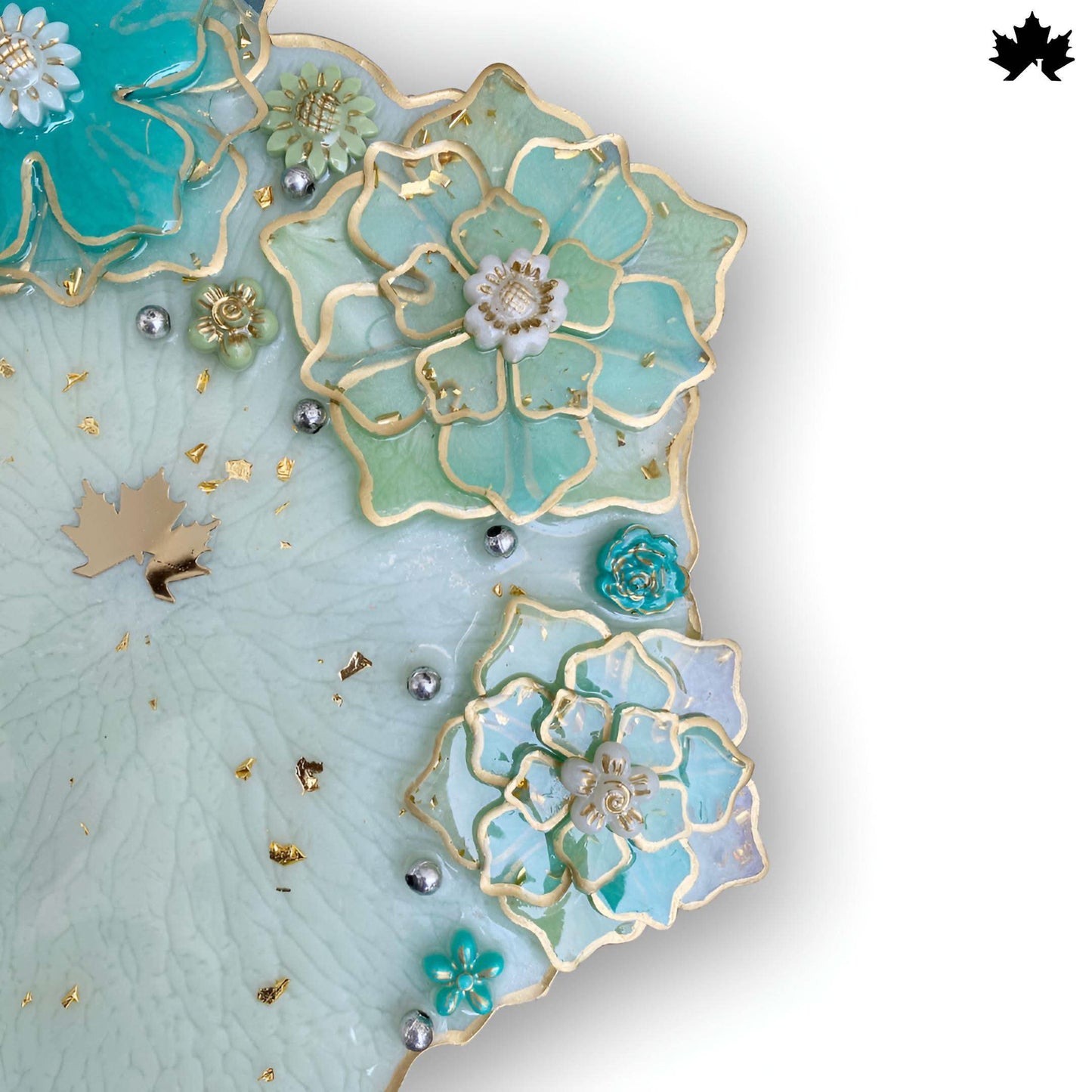 Aqua Bloom Unique Pooja Thali Design with Handcrafted Floral Art | Fankaarlok - Fankaarlok