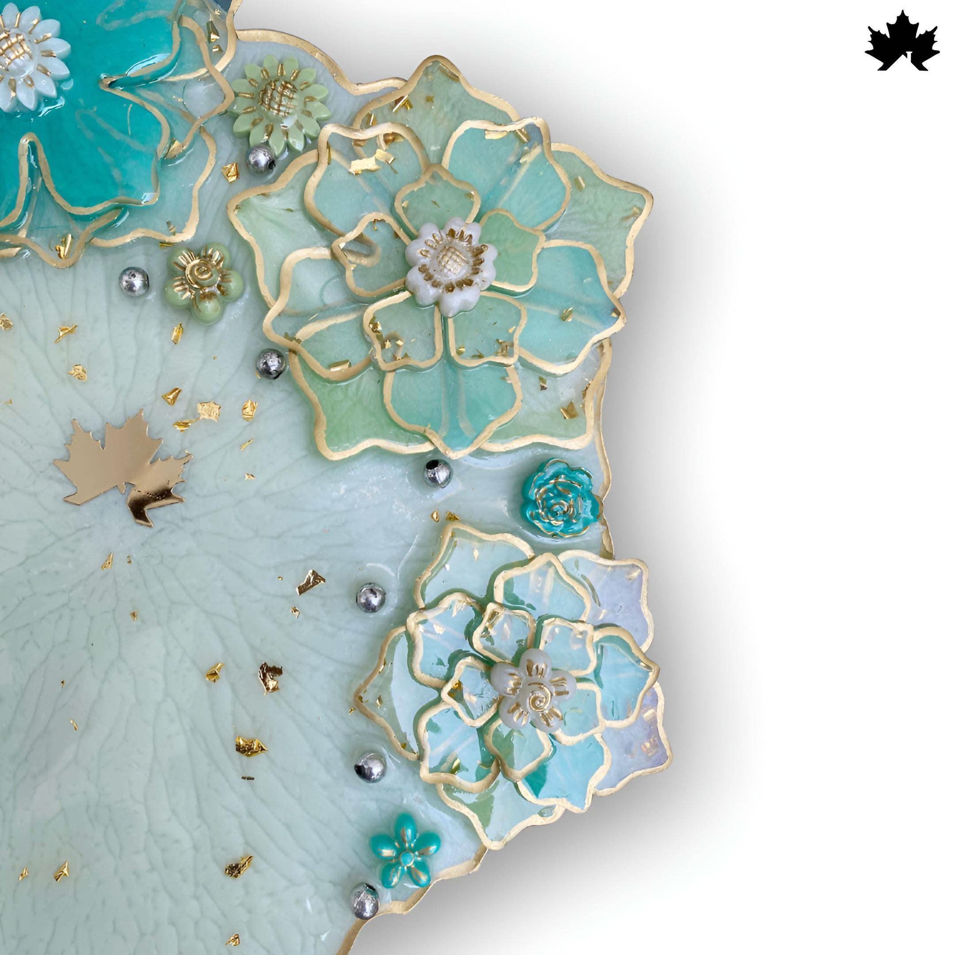 Aqua Bloom Unique Pooja Thali Design with Handcrafted Floral Art | Fankaarlok - Fankaarlok