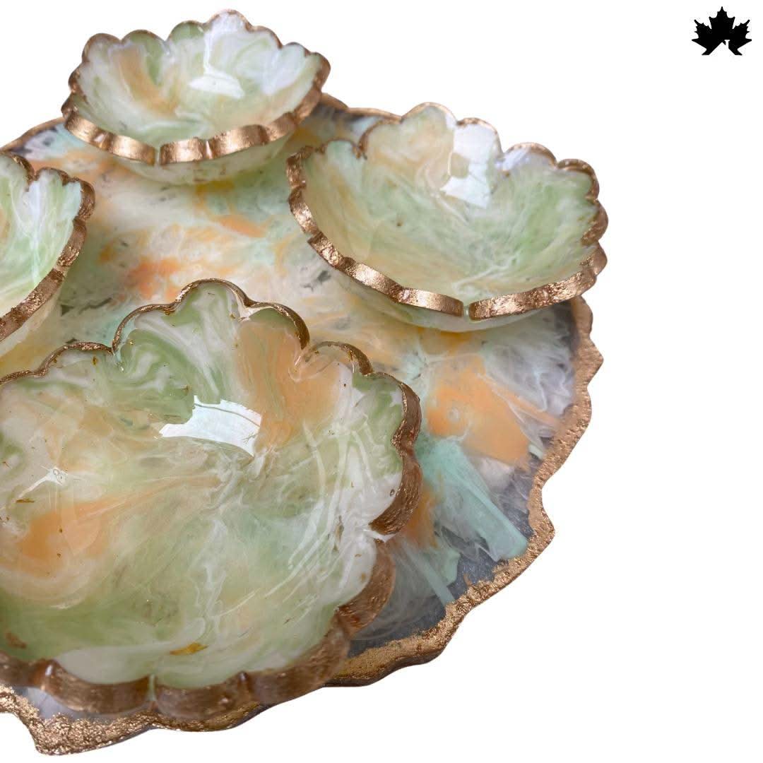 Premium Dry Fruit Serving Tray | Designer Platter with 4 Bowls - Fankaarlok