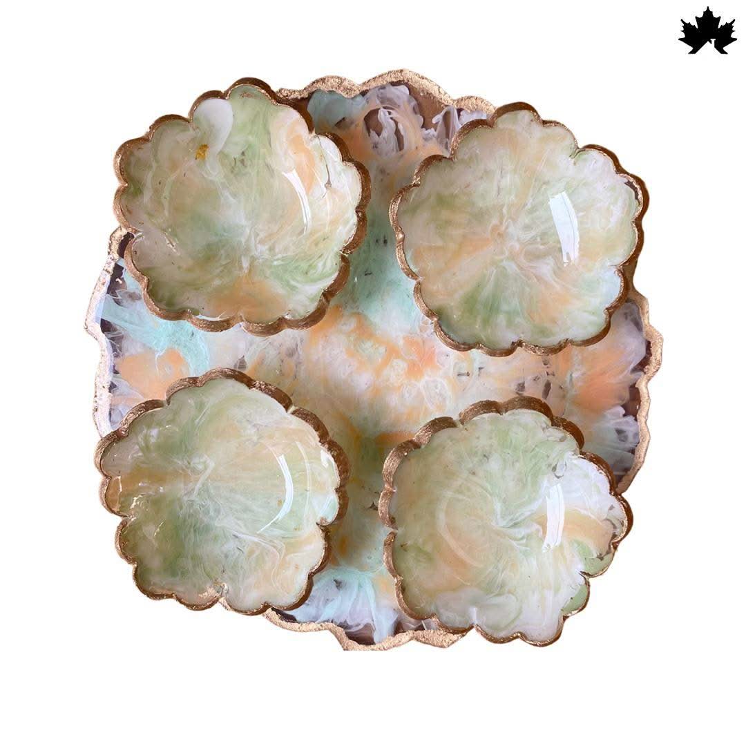 Premium Dry Fruit Serving Tray | Designer Platter with 4 Bowls - Fankaarlok