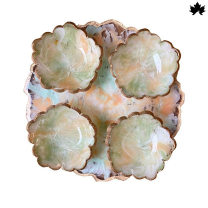 Premium Dry Fruit Serving Tray | Designer Platter with 4 Bowls - Fankaarlok