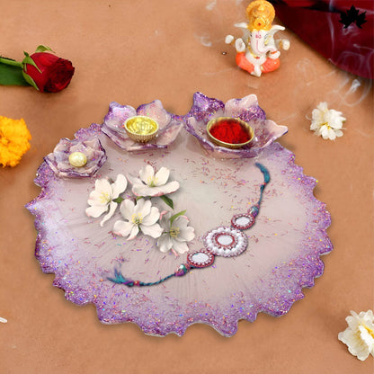 Lavender Radiance Shagun Pooja Thali with Lotus Bowls | Fankaarlok - Fankaarlok