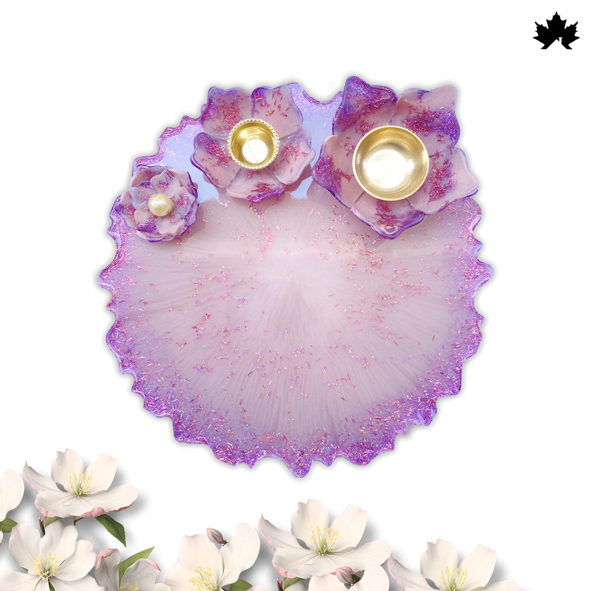 Lavender Radiance Shagun Pooja Thali with Lotus Bowls | Fankaarlok - Fankaarlok