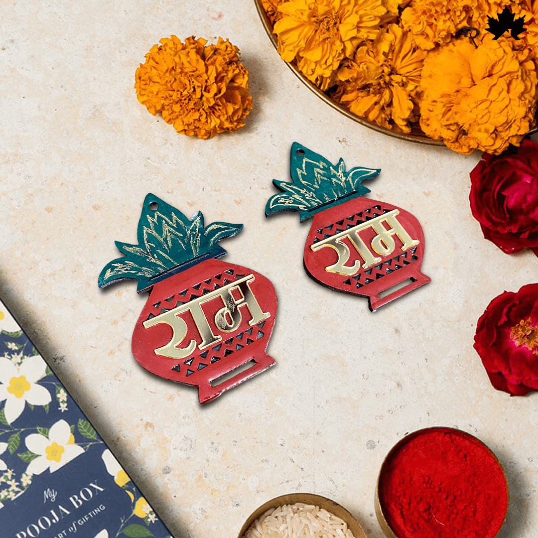 RAM-RAM Decorative Pair - Elegant 3-Inch Spiritual Decor for Home &amp; Pooja Room - Fankaarlok