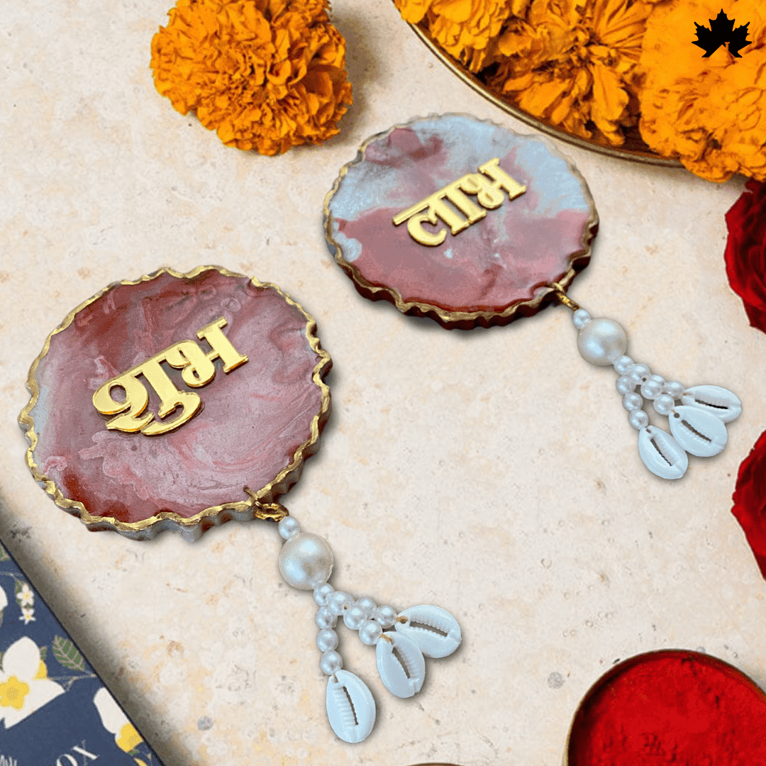 Handmade Shubh Labh Door Hanging with Pearls & Cowrie Shells | Fankaarlok - Fankaarlok