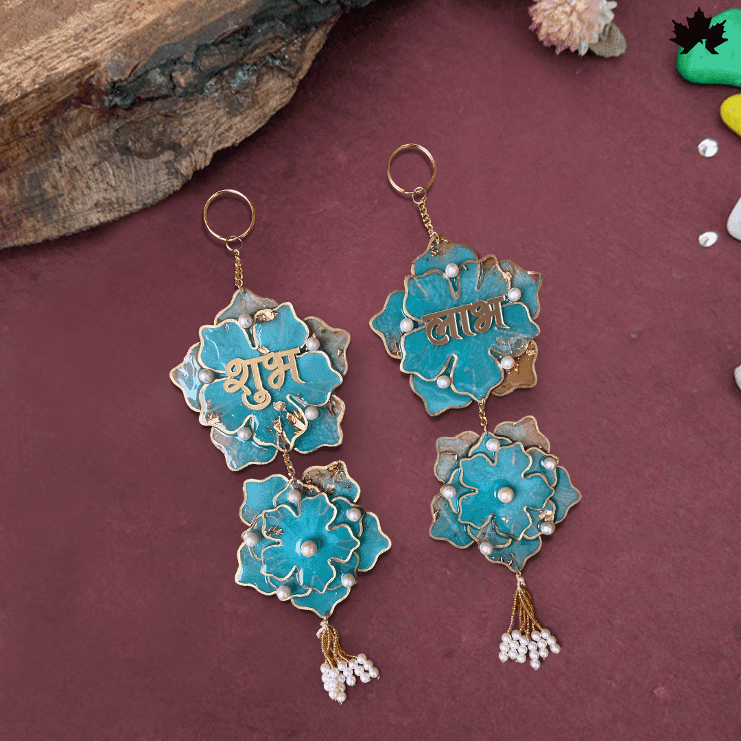 Handmade Diwali Shubh Labh Hanging with Pearls & Golden Detailing | Fankaarlok - Fankaarlok