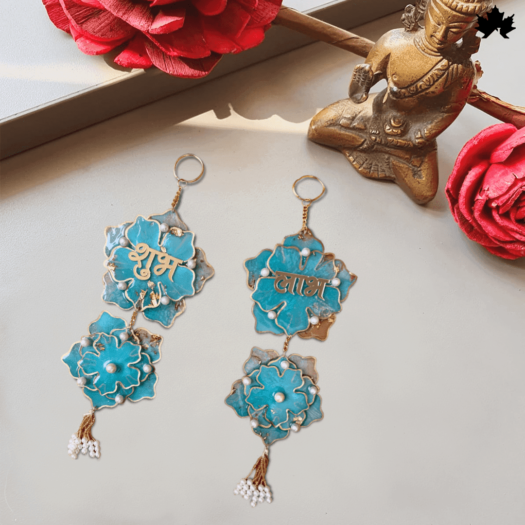 Handmade Diwali Shubh Labh Hanging with Pearls & Golden Detailing | Fankaarlok - Fankaarlok