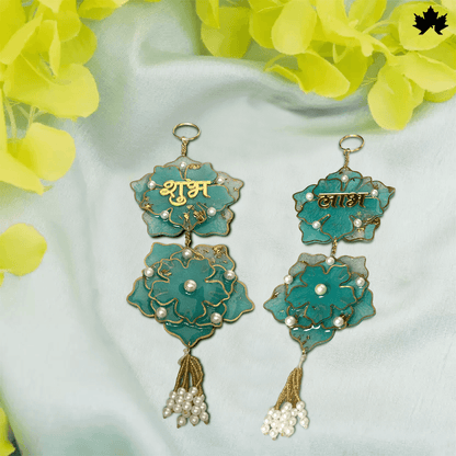 Handmade Shubh Labh for Main Door with Golden & Pearl Detailing | Fankaarlok - Fankaarlok