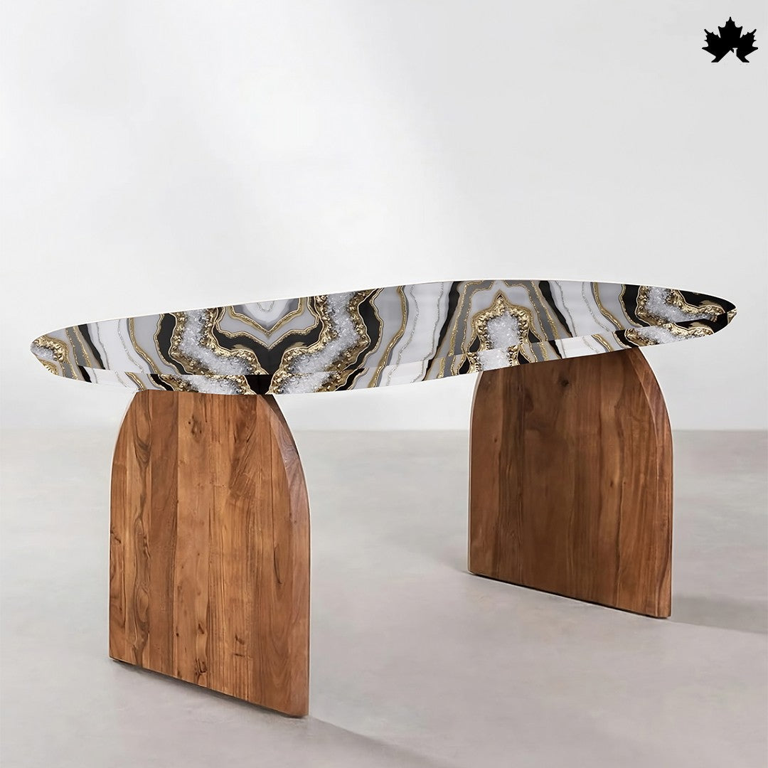 Resin Wood Dining Table – Luxury Geode-Inspired Epoxy Dining Table | Fankaarlok