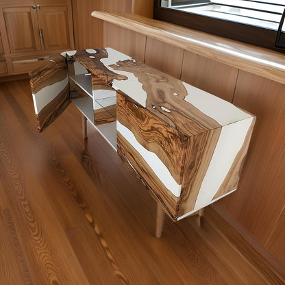 Wooden TV Unit – Modern Resin & Wood Console | Fankaarlok