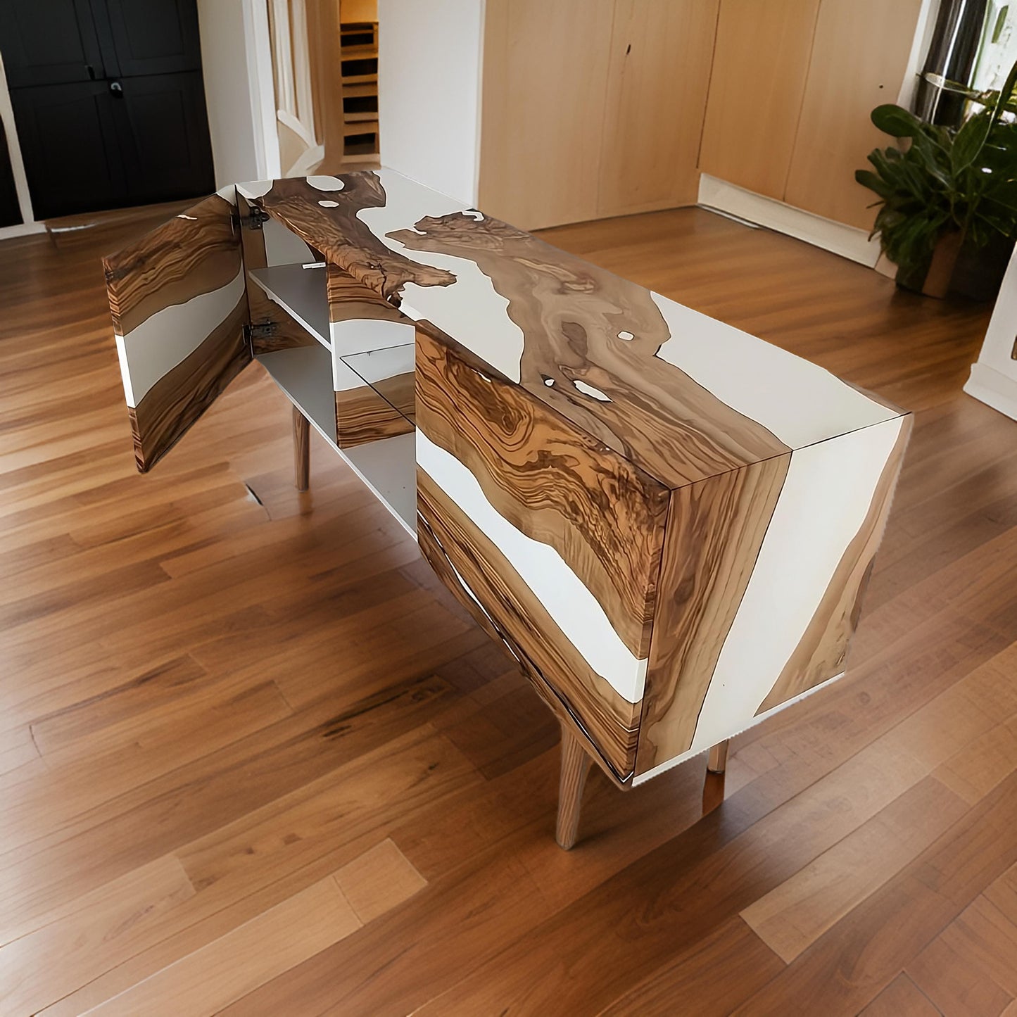 Wooden TV Unit – Modern Resin & Wood Console | Fankaarlok