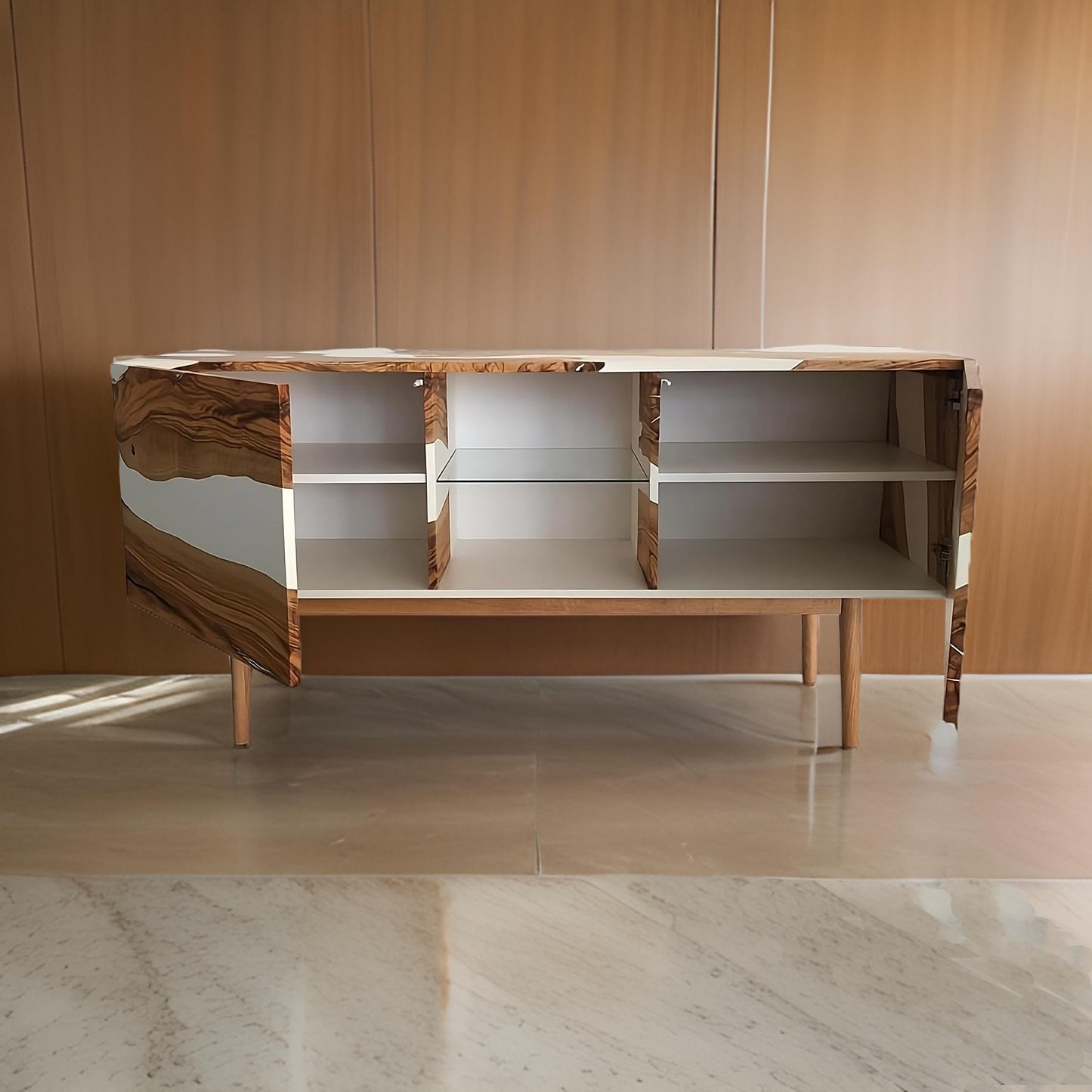 Wooden TV Unit – Modern Resin & Wood Console | Fankaarlok