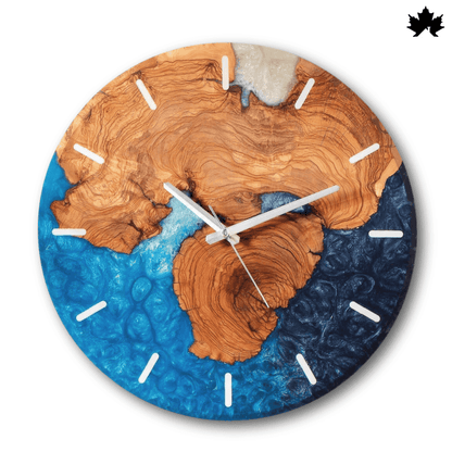 Natural Decor Wall Clock – Blue Epoxy Art & Live-Edge Wood Design | Natural Decor Wall Clock by Fankaarlok