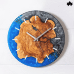 Blue & Grey with Natural Wood | Bedroom Home Decor Clock by Fankaarlok