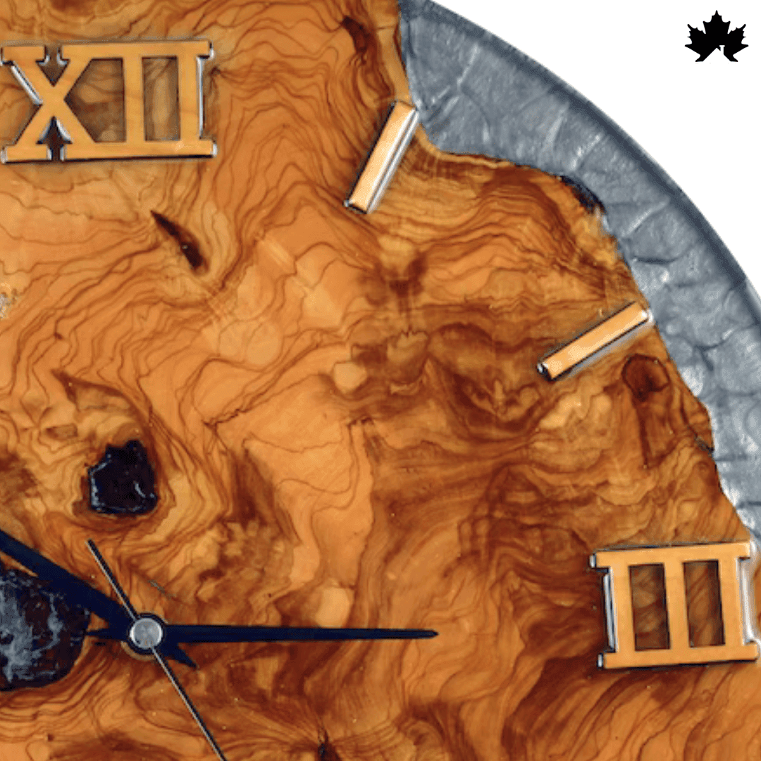 Grey Epoxy Marble Design | Wooden Clock for Living Room by Fankaarlok