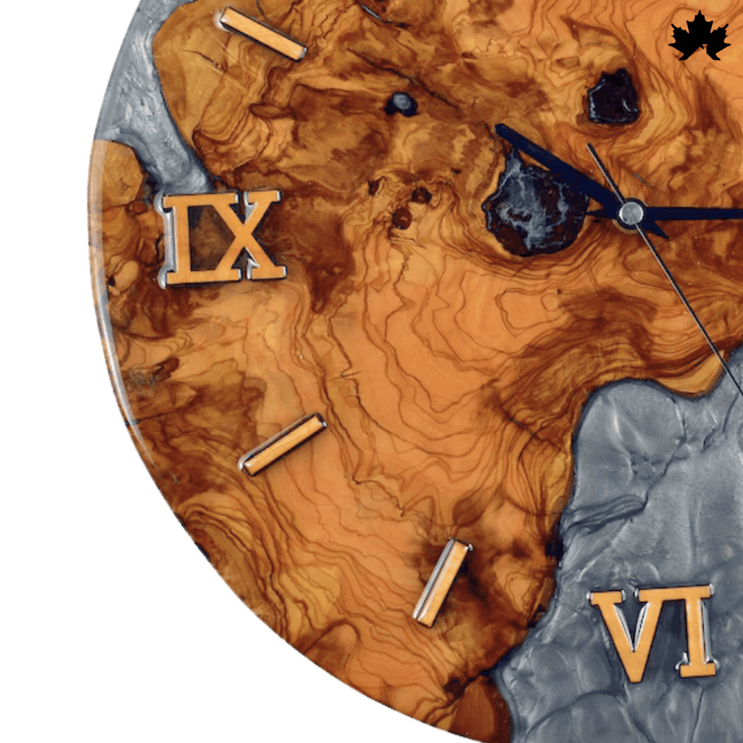 Grey Epoxy Marble Design | Wooden Clock for Living Room by Fankaarlok