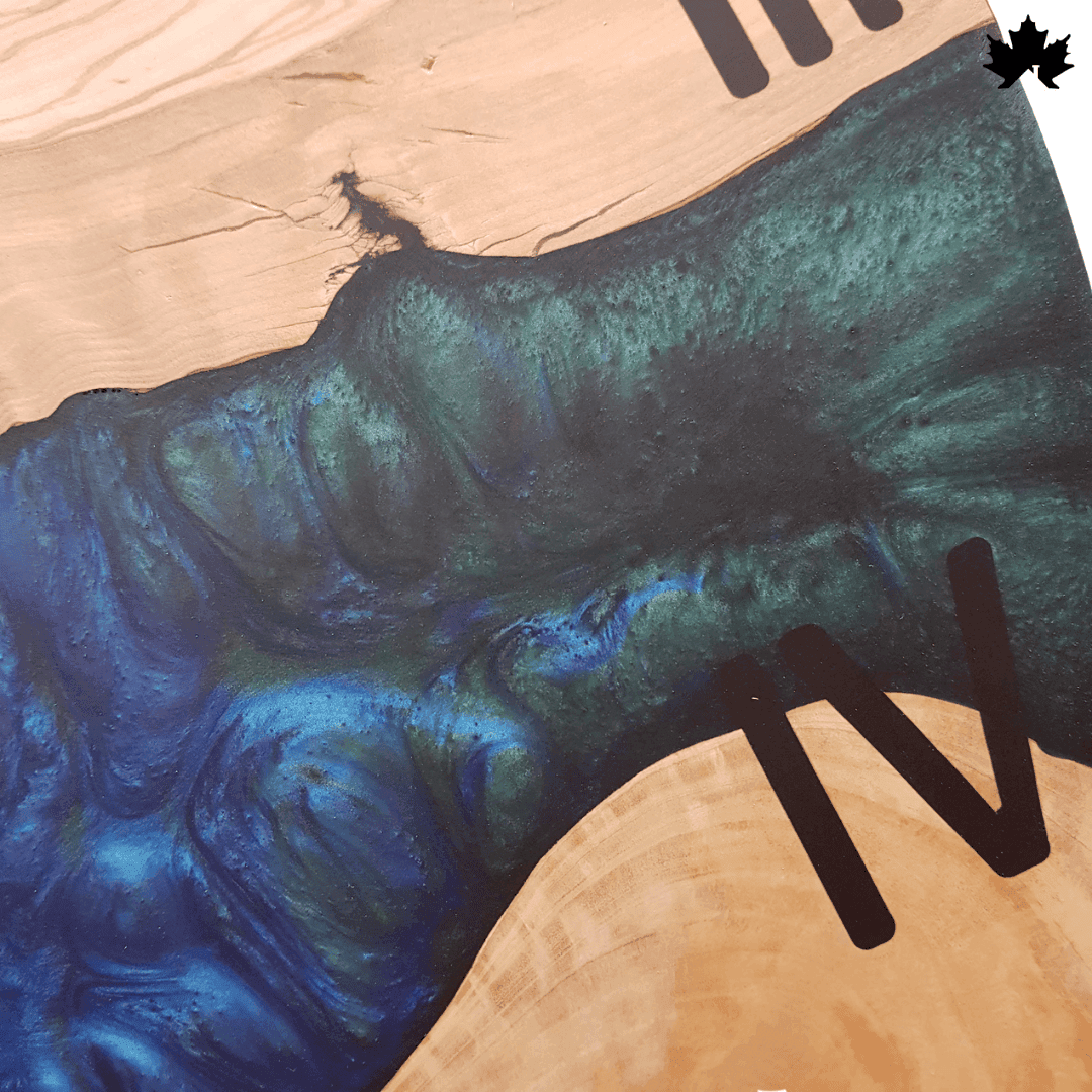 Blue & Teal Epoxy River Design | Big Wooden Wall Clock by Fankaarlok