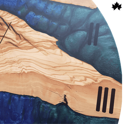 Blue & Teal Epoxy River Design | Big Wooden Wall Clock by Fankaarlok