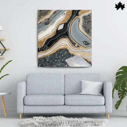 Monochrome Aura Panel – Resin Abstract Art for Sofa Wall | Fankaarlok