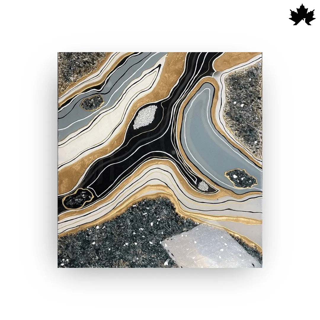 Monochrome Aura Panel – Resin Abstract Art for Sofa Wall | Fankaarlok