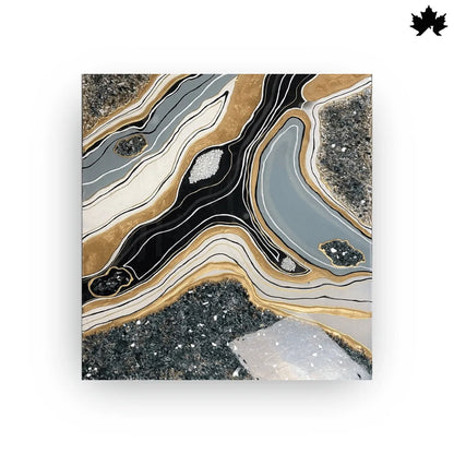 Monochrome Aura Panel – Resin Abstract Art for Sofa Wall | Fankaarlok