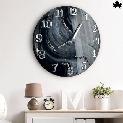Black Swirl Resin Art Clock | Premium Wall Clock Online by Fankaarlok
