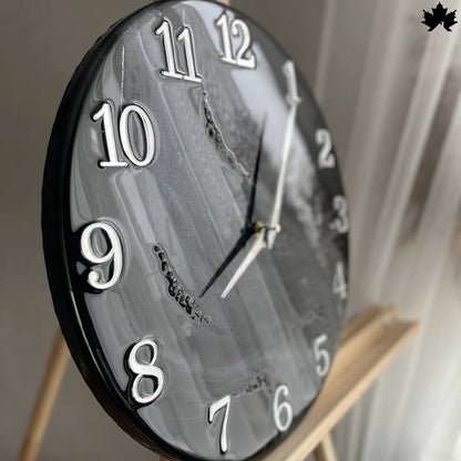 Black Swirl Resin Art Clock | Premium Wall Clock Online by Fankaarlok