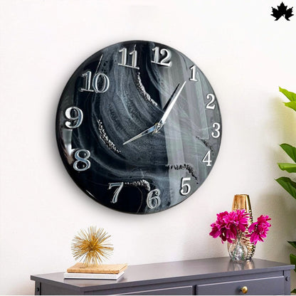 Black Swirl Resin Art Clock | Premium Wall Clock Online by Fankaarlok