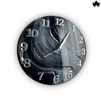 Black Swirl Resin Art Clock | Premium Wall Clock Online by Fankaarlok