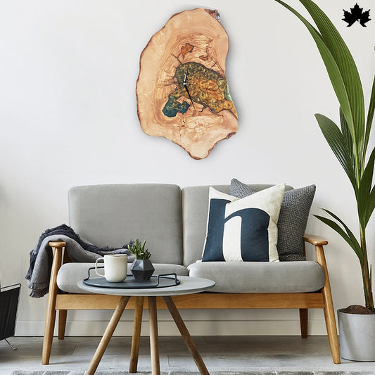 Live-Edge Wood with Golden Epoxy Art | Modern Home Decoration Clock by Fankaarlok