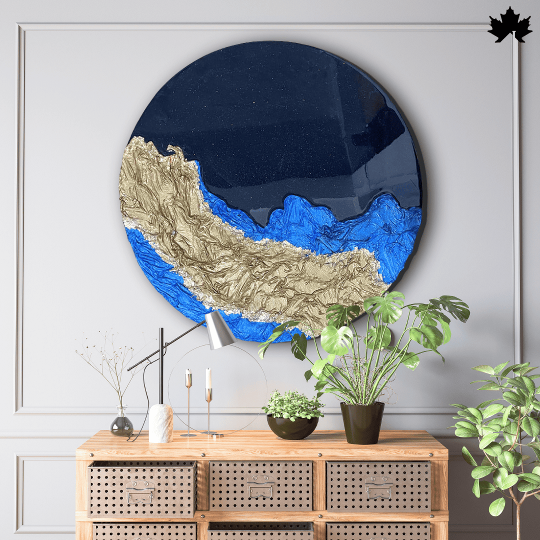 Midnight Coast Round – Resin 3D Wall Art for Home | Fankaarlok