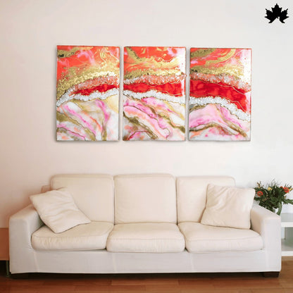 Rosé Crystal Wave – Resin Premium Art Panel for Living Room | Fankaarlok
