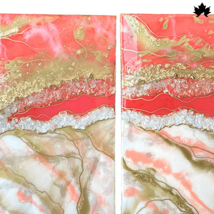 Rosé Crystal Wave – Resin Premium Art Panel for Living Room | Fankaarlok